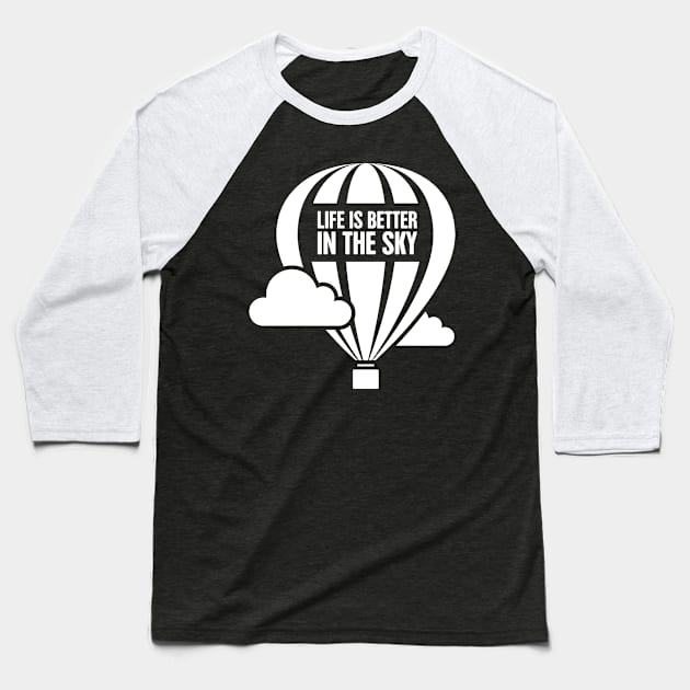 In The Sky | Hot Air Balloon Graphic Baseball T-Shirt by MeatMan